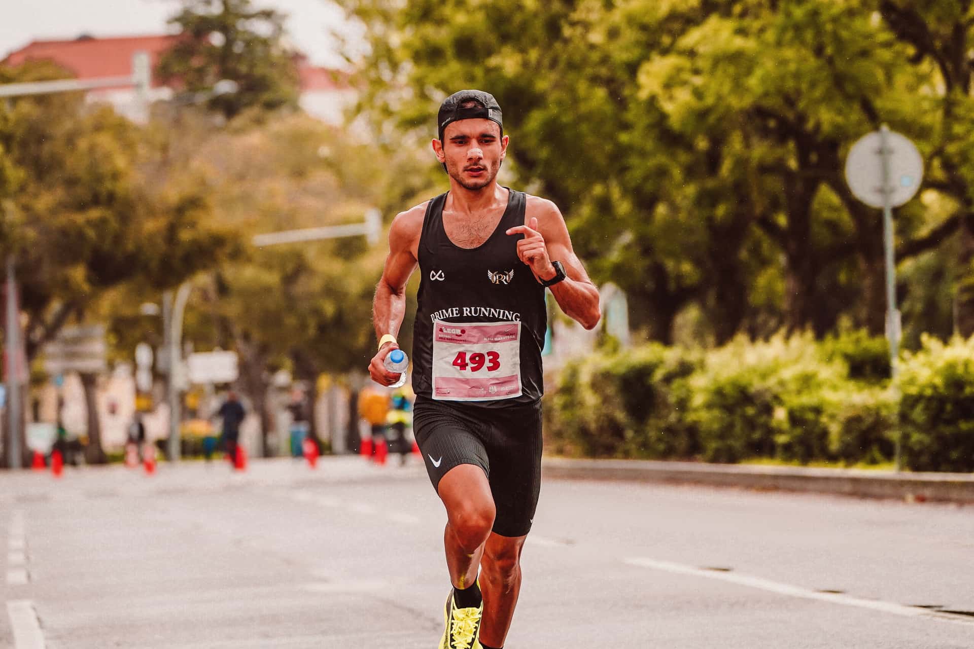 Runners training outdoors in daylight
